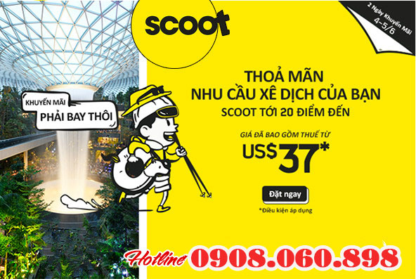 Scoot khuyến mãi vé máy bay giá rẻ 37 USD