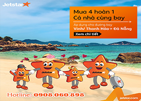 Jetstar triển khai chương trình ưu đãi “Mua 4 hoàn 1”