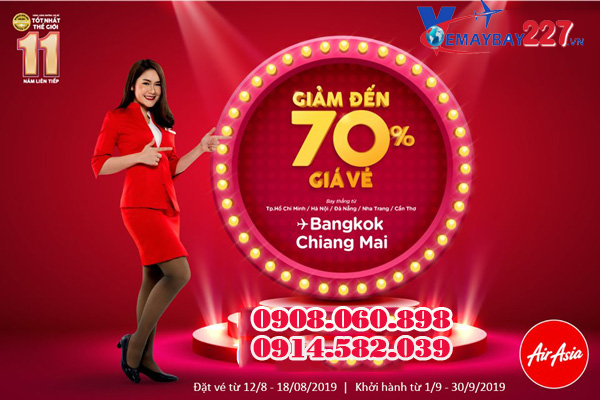 AirAsia khuyến mãi giảm đến 70% giá vé đi Thái Lan