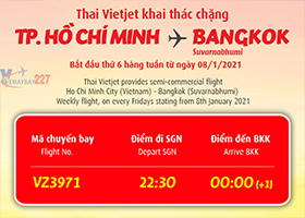 Thai Vietjet khai thác chặng TPHCM – Bangkok