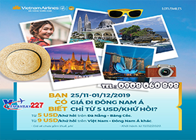 Vietnam Airlines ưu đãi vé đi Đông Nam Á chỉ từ 5USD
