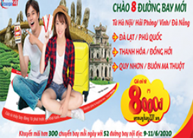 Khuyến mãi chào 8 đường bay mới chỉ từ 8.000Đ đồng