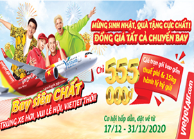 Vietjet ưu đãi Mừng Sinh nhật vé đồng giá 555K