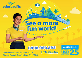 Cebu Pacific khuyến mãi nhân ngày Du lịch thế giới
